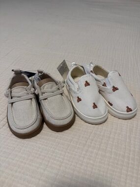 GAP Neutral Canvas Slip-On & Lace-Up Kids Shoes in Cream and Brown Accents